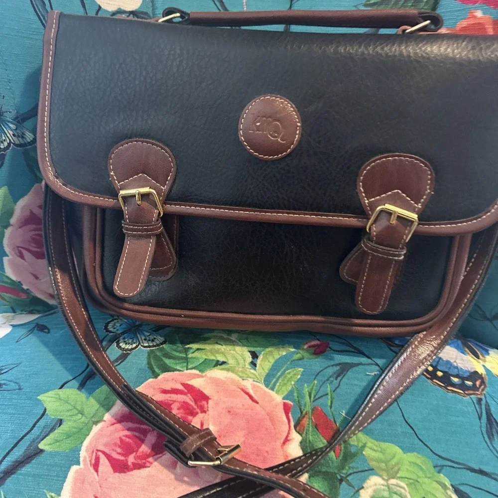 Vintage Full Grain Leather Satchel kMQ Messenger Shoulder Bag